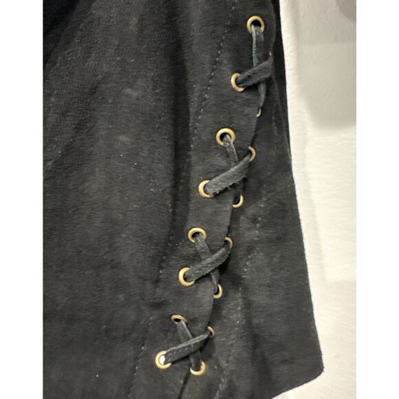 Free People Black Suede Leather Jacket Studs Women’s Size XS Flared Sleeves READ - Picture 5 of 16